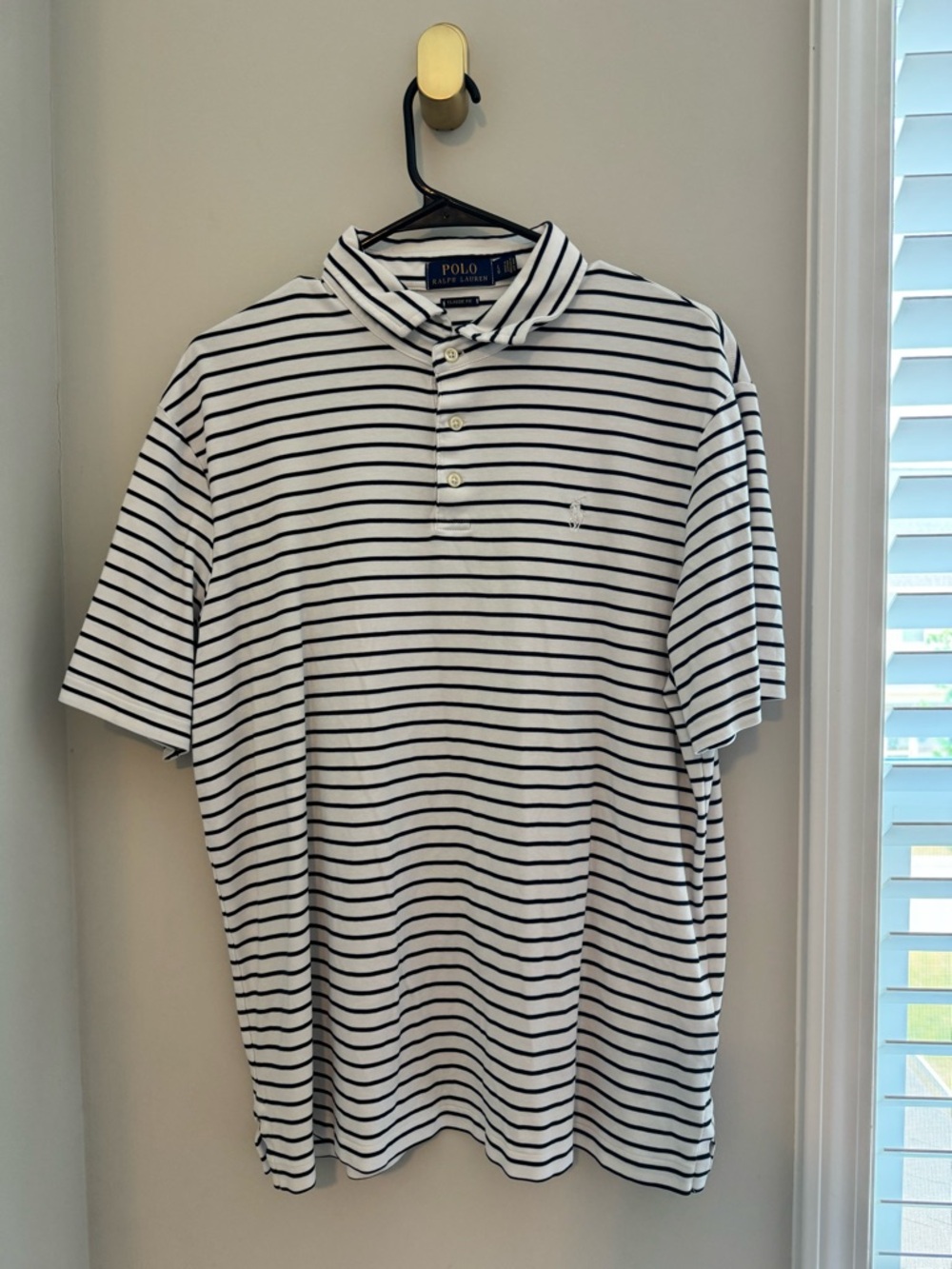 Ralph Lauren Men’s White & Navy Striped Polo Shirt